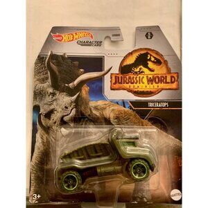 Hot Wheels Jurassic World Dominion Triceratops Character Car 1:64 Scale Mattel F